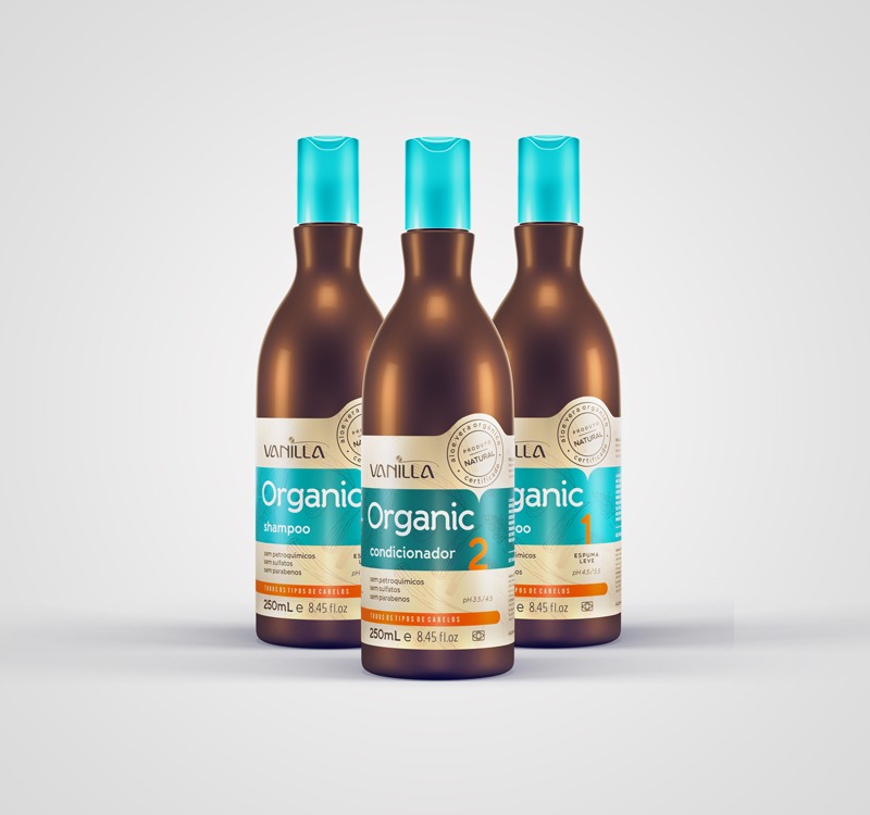 02 Shampoos e 01 Condicionador Natural Vanilla Organic Aloe Vera de R$104,70 por: 02 Shampoos e 01 Condicionador Natural Vanilla Organic Aloe Vera de R$104,70 por: